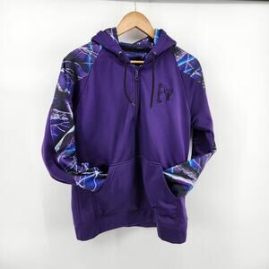 Huntworth Women's Medium Purple Camo Quarter Zip Hoodie Performance Fleece Lined